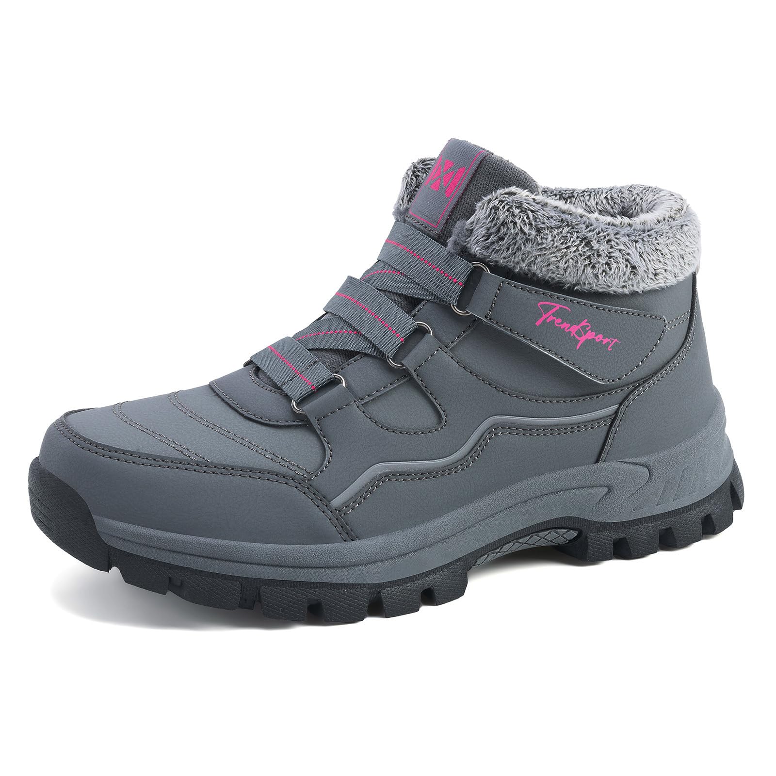 Botas de nieve para mujer para invierno con botines cálidos con forro de piel, antideslizantes, para senderismo, esquí, trekking, color negro, talla 36-41
