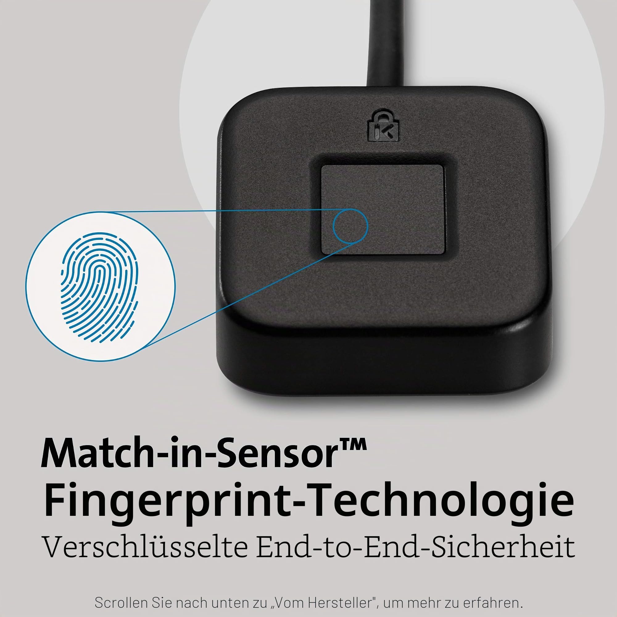 Kensington VeriMark Desktop Fingerprint Key, Biometrische Fingerabdruck-Authentifizierung & Fingerabdruckscanner VeriMark IT