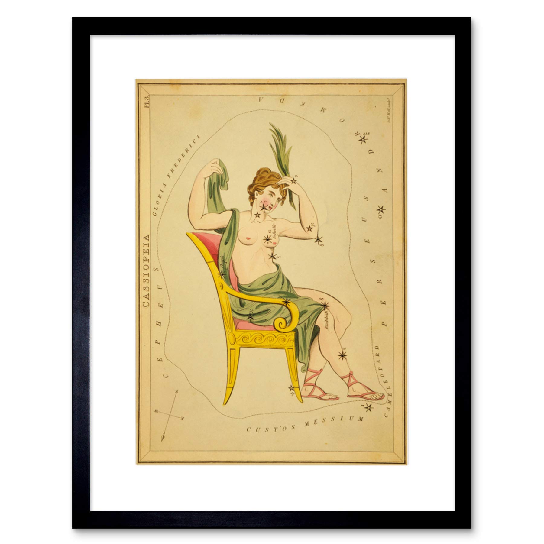 Wee Blue Coo Painting Drawing Star Map Cassiopeia Constellation Framed Wall Art Print