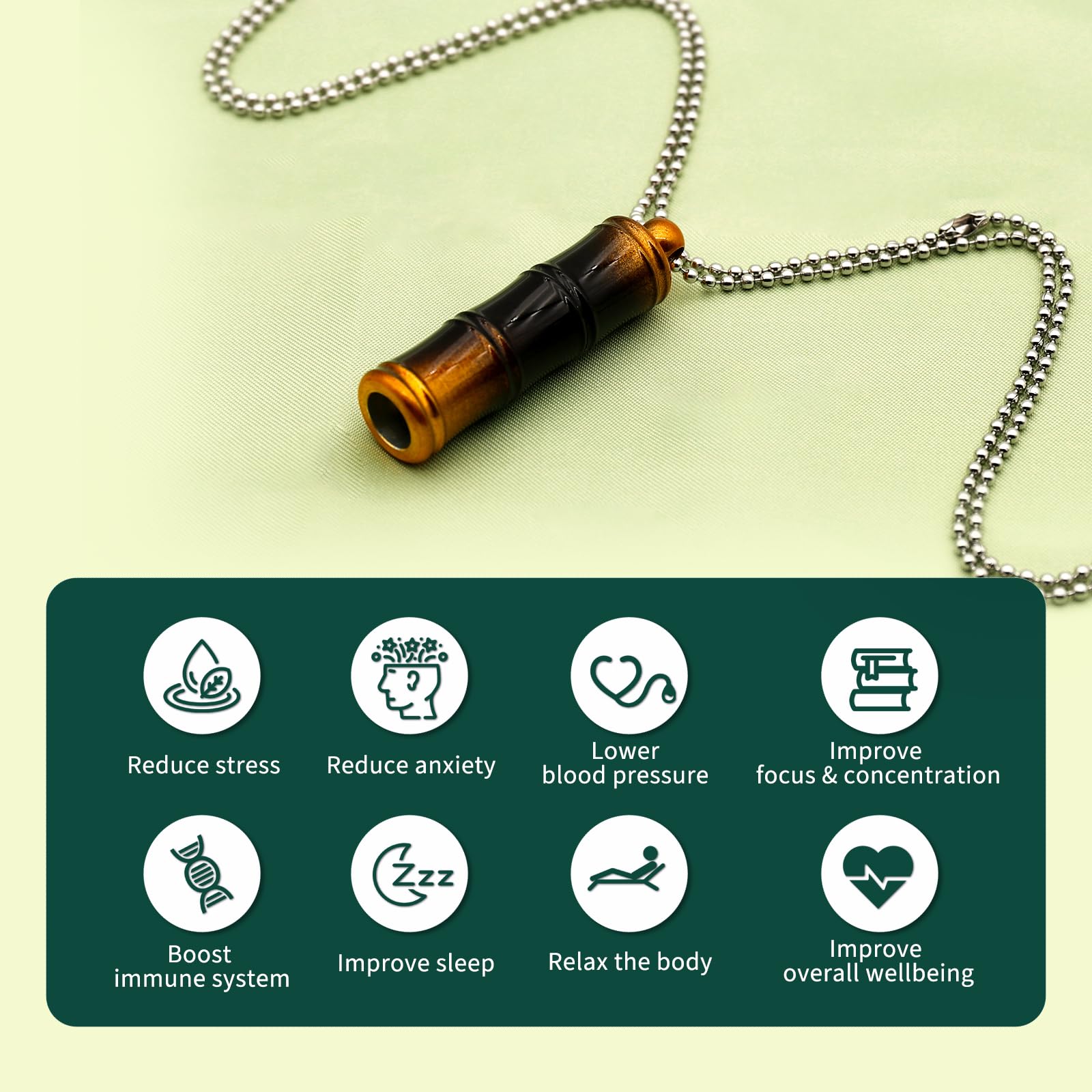 Collana da meditazione da 528 Hz, collana per respirazione, dispositivi di guarigione della frequenza, strumento di sintonizzazione della frequenza dell'amore, fischietto da 528 Hz, rilassamento