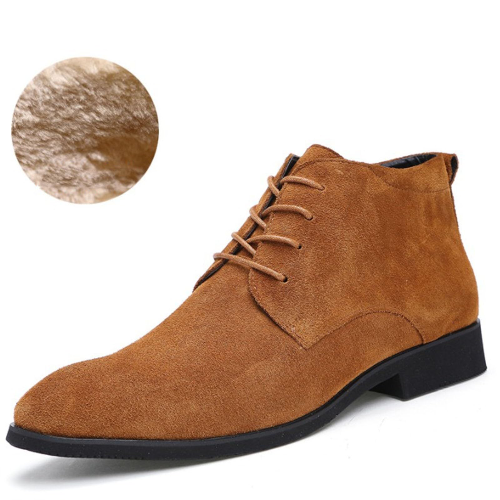 Generisch Wildleder-Slipper für Herren, braune Arbeitsstiefel, weiche Sohle, Herren, lässig, nackte Stiefel, bequeme Wanderschuhe, modische Stiefeletten, einfarbig