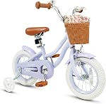 OLAKIDS Les enfants font du vélo, 12 14 16 18 20 Inch Petits enfants Vélo pour filles Garçons Âge 3-8 ans, Vélo pour enfants avec roues d'entraînement Panier de rotin amovible Siège et guidon réglable
