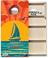 Vista 9 de CornholeAce ACE PRO Tablas de Cornhole profesionales con temática de playa, sin rebote. Patas triples anchas, madera contrachapada de abedul báltico