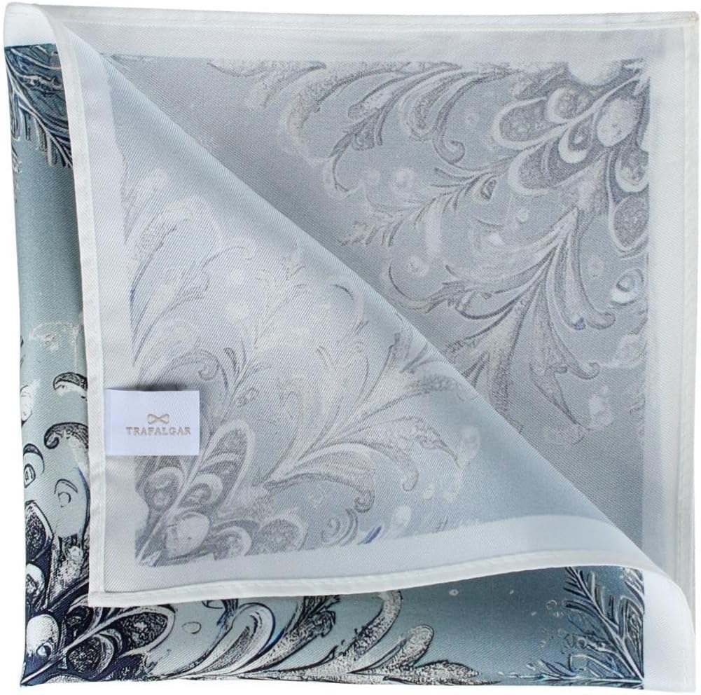 Trafalgar Men's Clarence The Classy Snowflake Silk Holiday 12x12 Pocket Square
