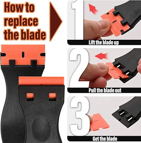 Miniatura 5 de El juego de herramientas de raspador de calcomanías incluye 120 cuchillas raspadoras de plástico de 1.5 pulgadas + 2 raspadores de plástico para