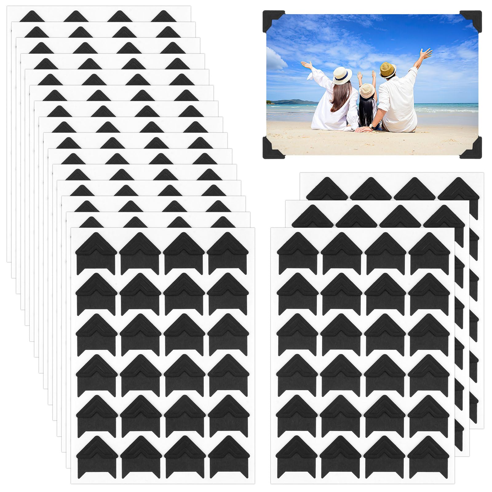 432 Pcs Photo Corners Self Adhesive, Acid Free Picture Corners for Scrapbooking, Photo Corners for DIY Scrapbooking, Photo Album, Memory Books, Diary (Black)