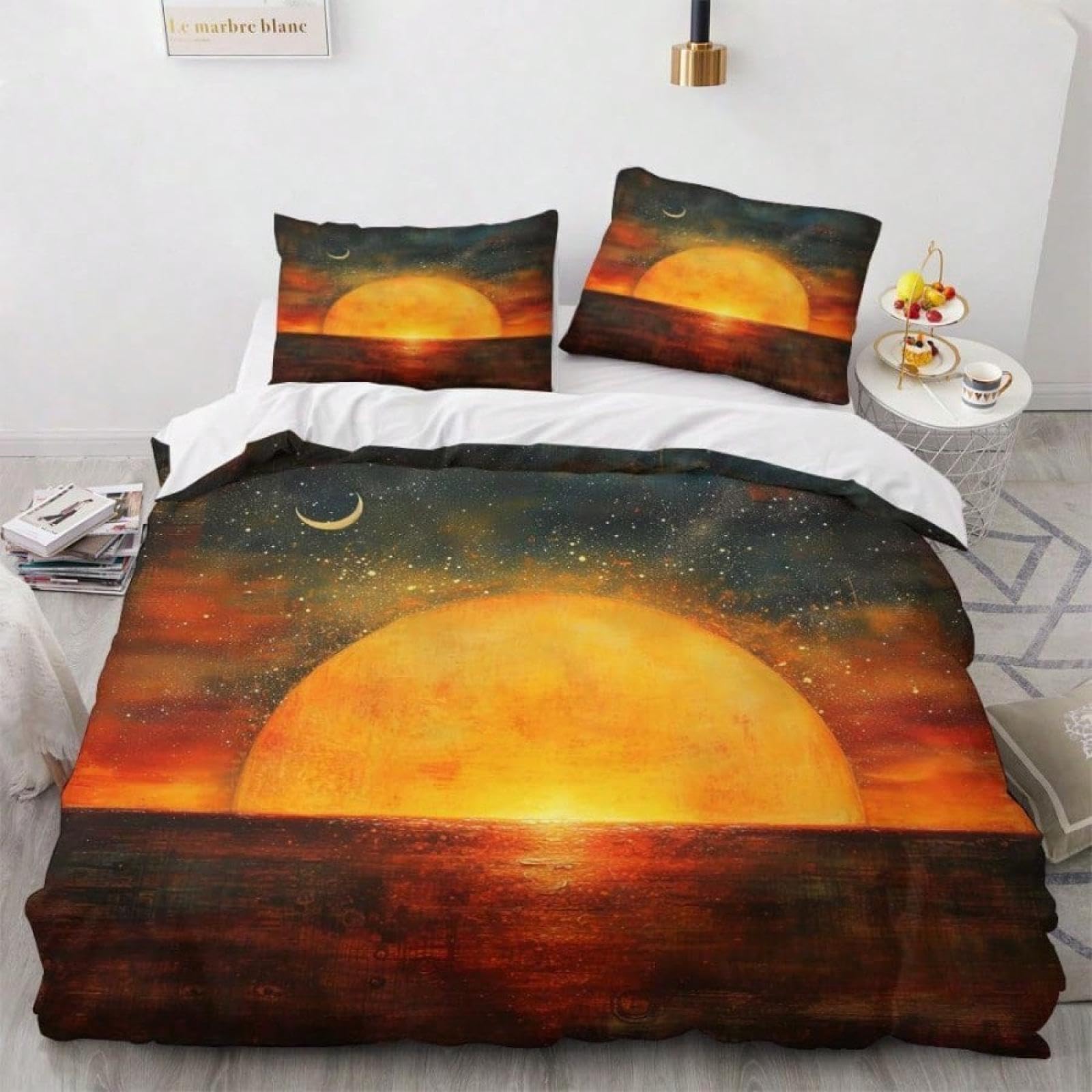 Parure de lit King Size en microfibre douce paysage : housse et taies