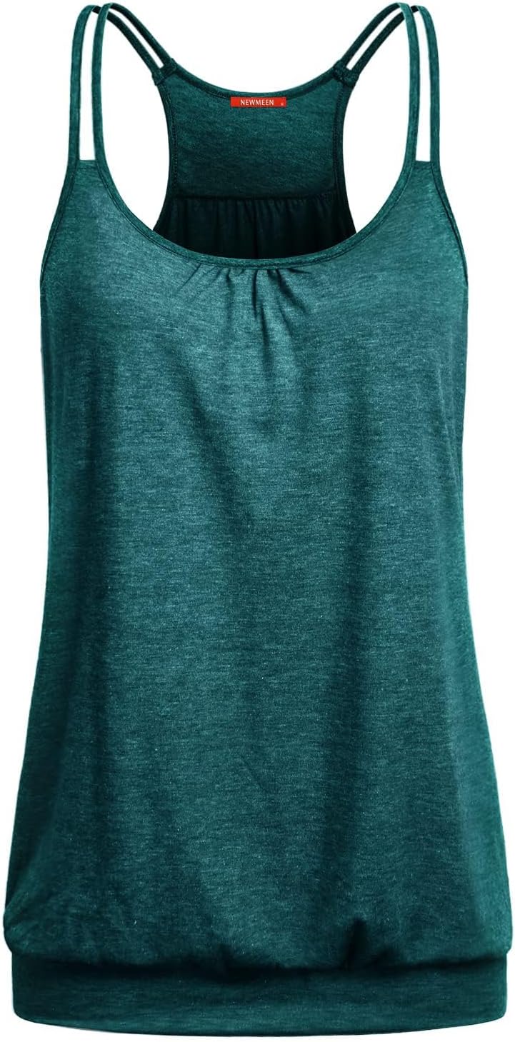 NEWMEEN Women's Scoop Neck Spaghetti Strap Racerback Sports Cami Tank Tops