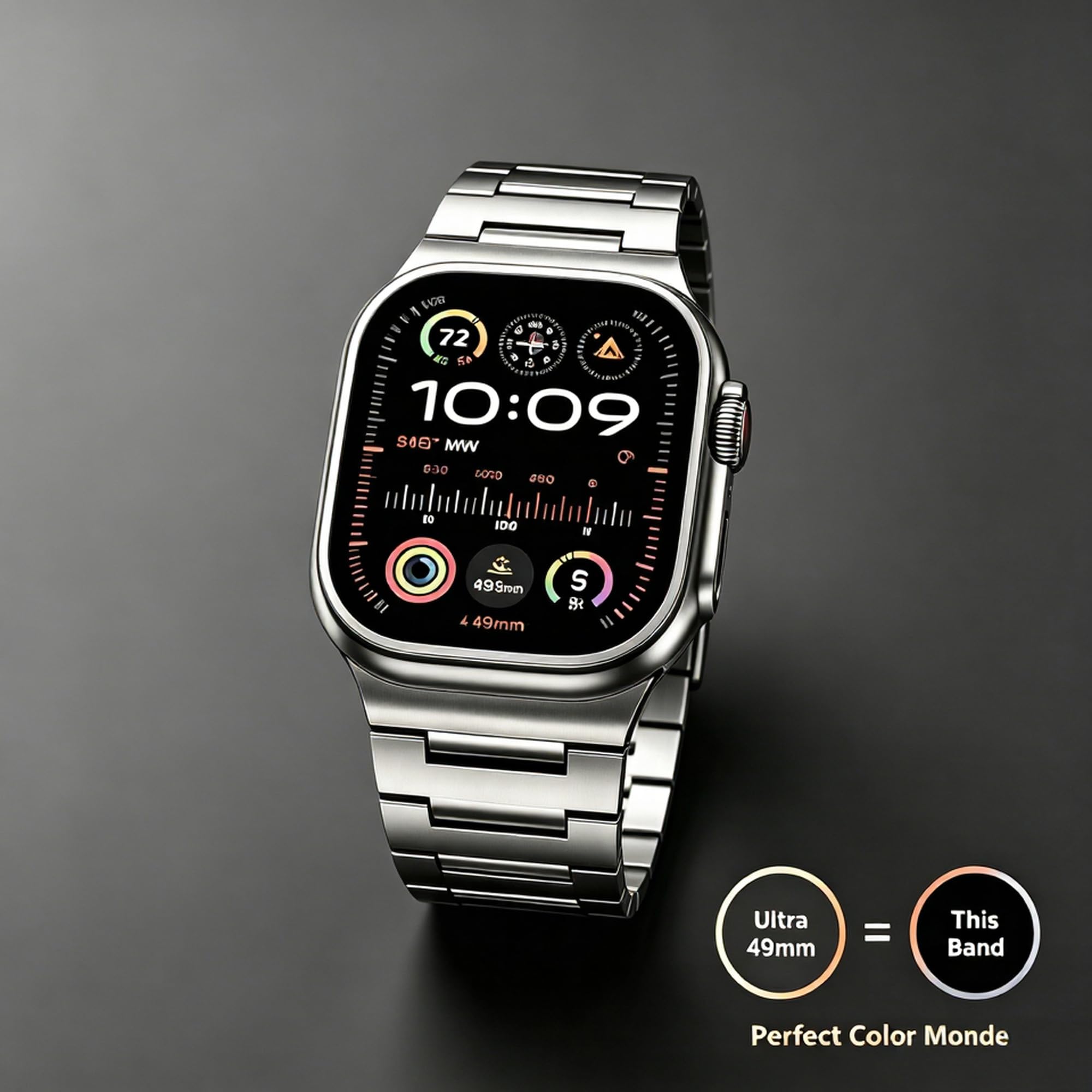 i-Boruly Bracelet en titane pur pour Apple Watch Ultra 3/2/1 (49 mm), Series 11 10 9 8 7 6 5 4 SE (46/45/44 mm) – Bracelet en métal léger imperméable avec outil de réglage, design professionnel