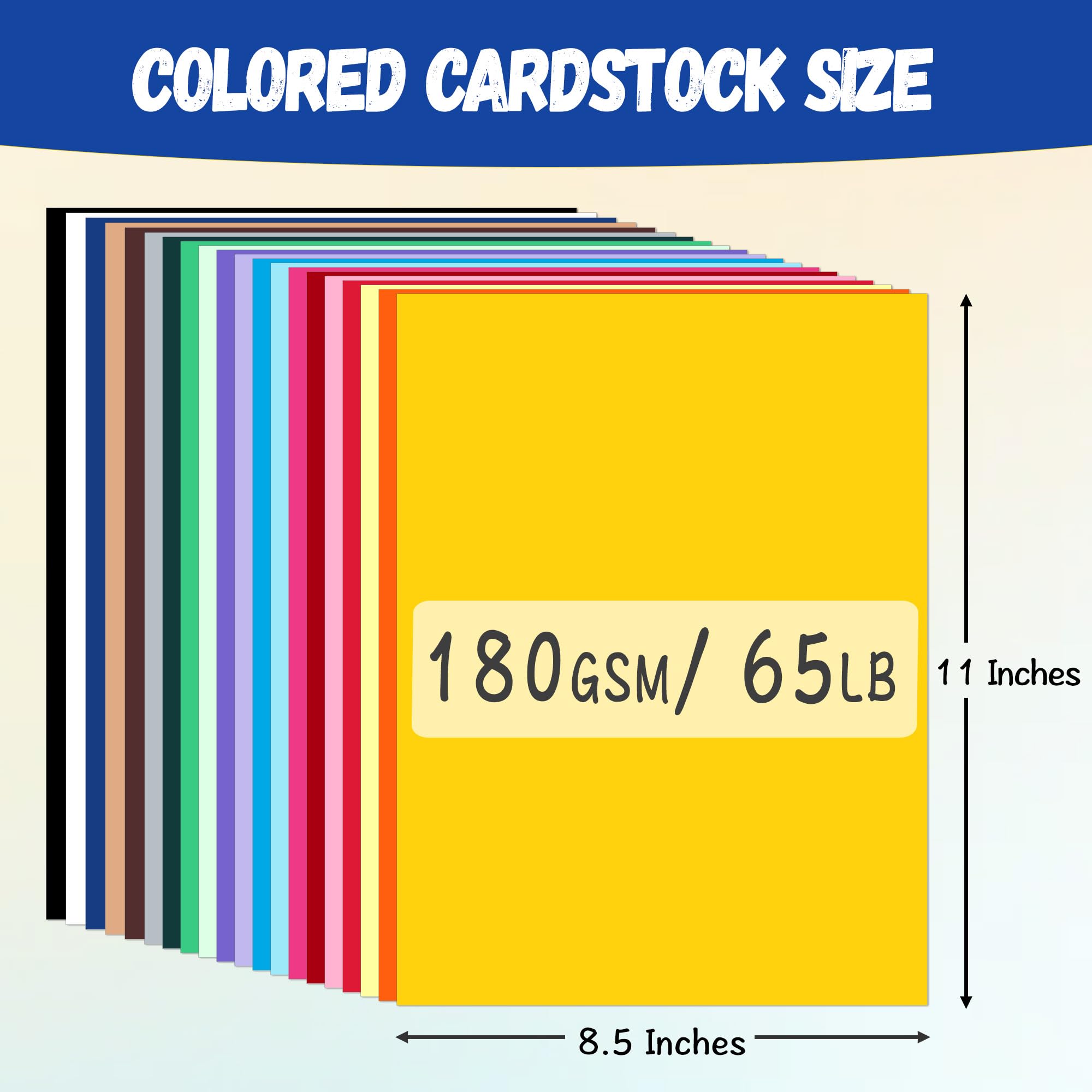 Farbiger Karton, 21,6 x 27,9 cm, 180 g/m², buntes Druckerpapier, 20 verschiedene Farben, Konstruktionspapier für Einladungen, Basteln, Scrapbooking, Drucken, Schule, Büro, 300 Blatt