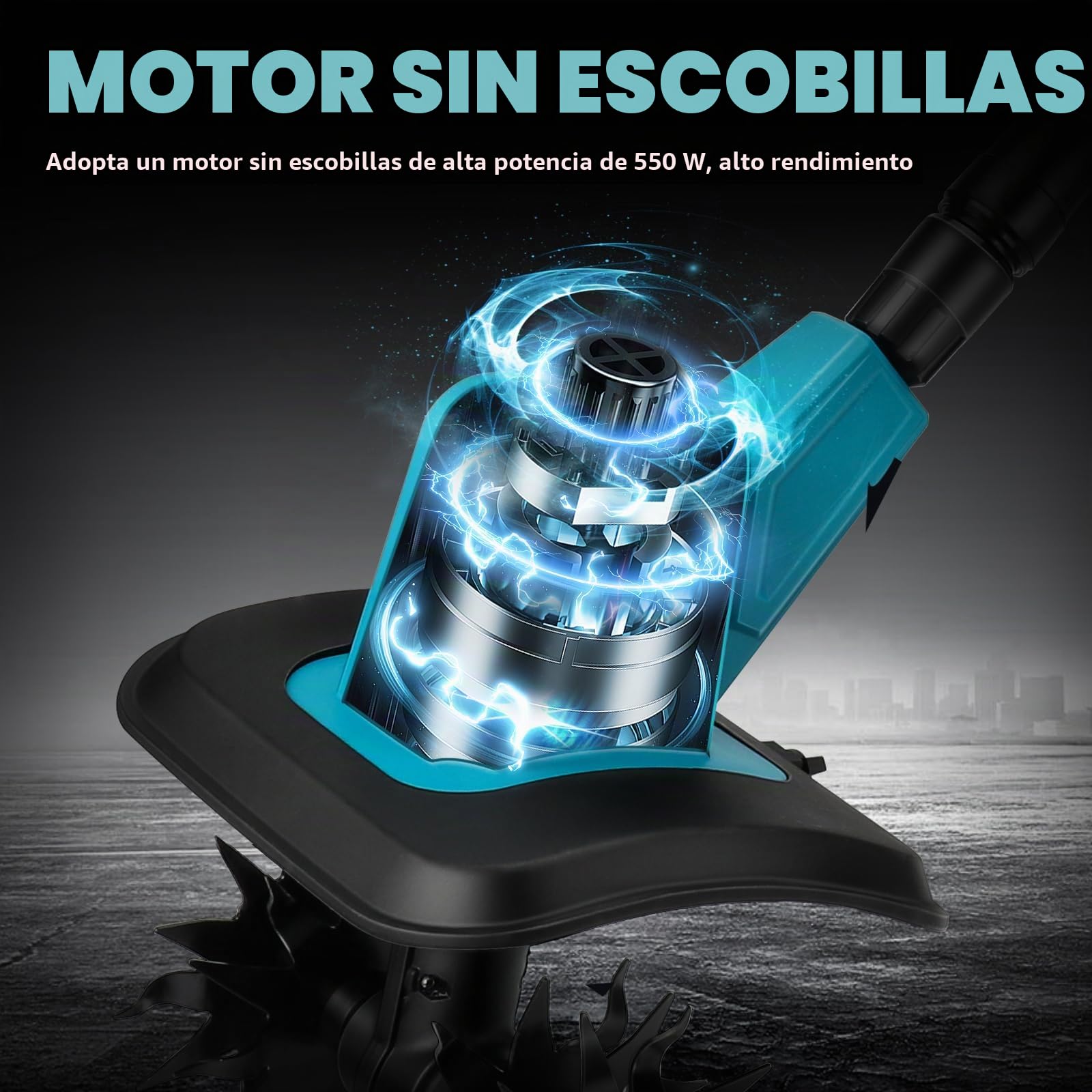 Fresadora de Jardín Inalámbrica para Makita 18V (sin Batería) | 550W, Azada sin Escobillas, Profundidad 15 cm, Ancho 20 cm, Cultivador para Jardín y Patio
