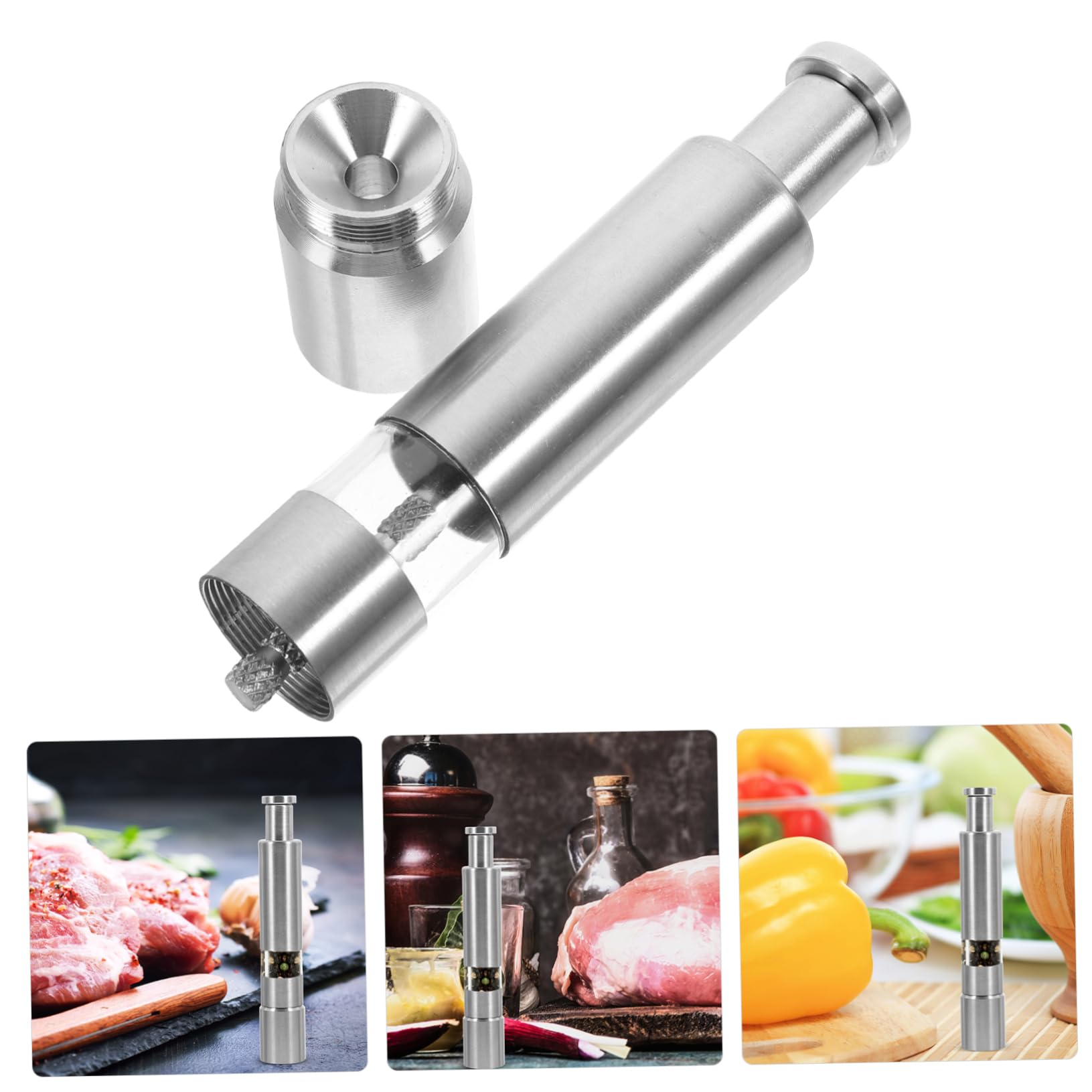 FUNOMOCYA 1pc Abrader Refillable Pepper Shaker Grinder Maunal Sesame Grinder Bur Grinder for Coffee Kitchen Appliance Pepper Crusher Home Pepper Grinder Pepper Hand Silver Stainless Steel