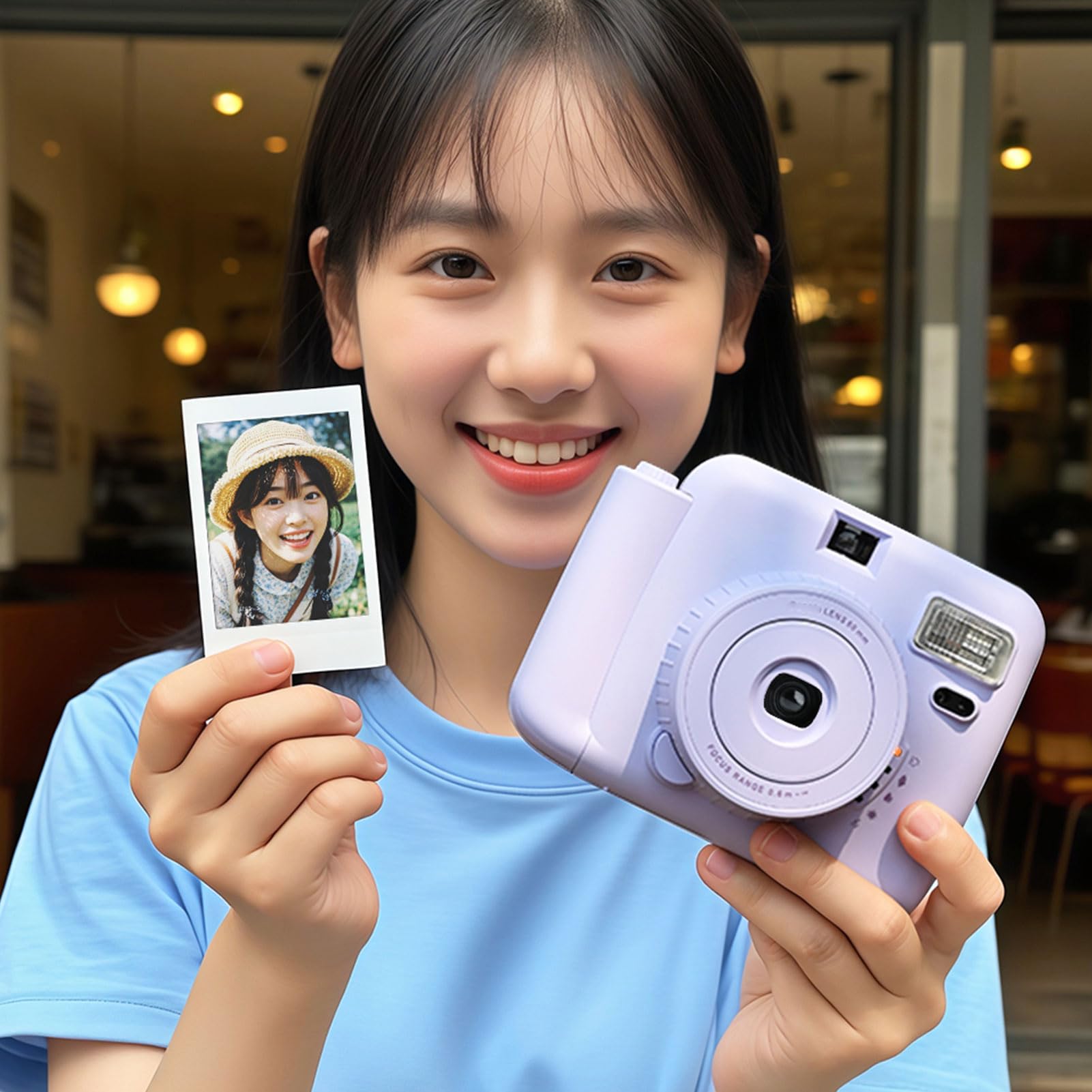 Denash Fotocamera Istantanea Popoto, Flash Automatico dal Funzionamento Semplice con Specchio Selfie e modalità Macro, per Regalo Fotografico di Viaggio con Stampa su Pellicola 62 X 46