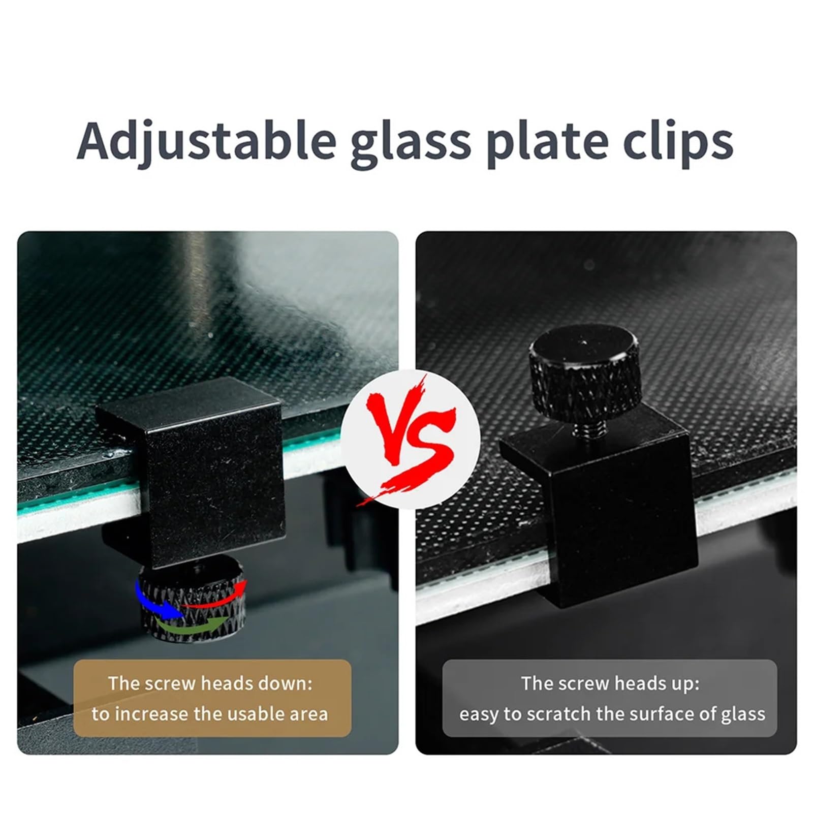8 Stück Glas-Heizbett-Clips, verstellbar, für Ender 3/Pro/V2/3S, für Ender 5/CR-10, CR-20 PRO, CR-10S Pro 3D-Drucker, feste Clips
