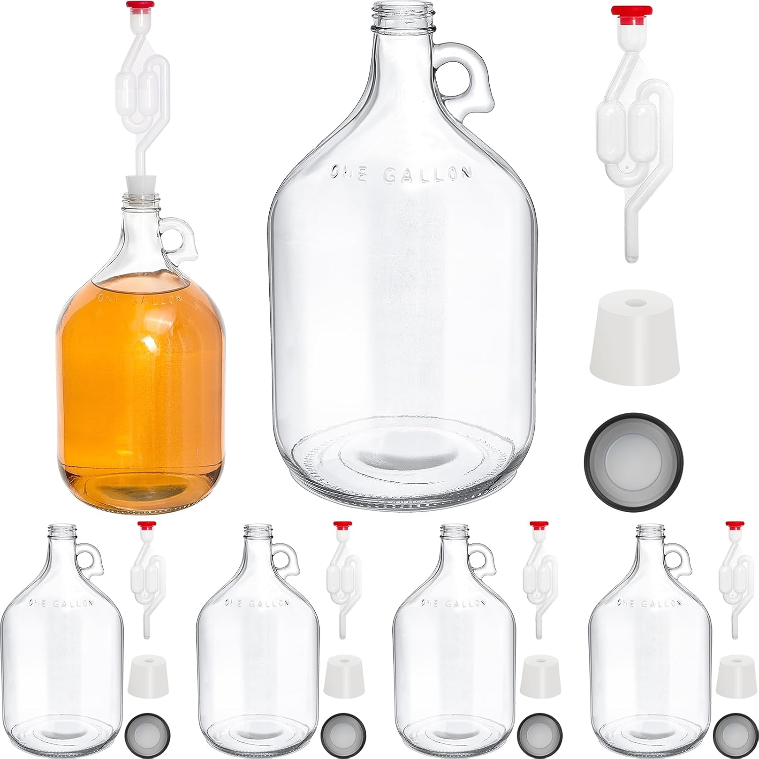 Suclain 6 Pcs 1 Gallon Glass Fermenting Jug Clear Glass