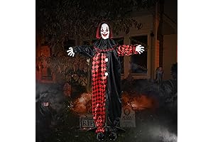 64" Halloween Animatronic Clown with LED Eyes and Creepy Sound