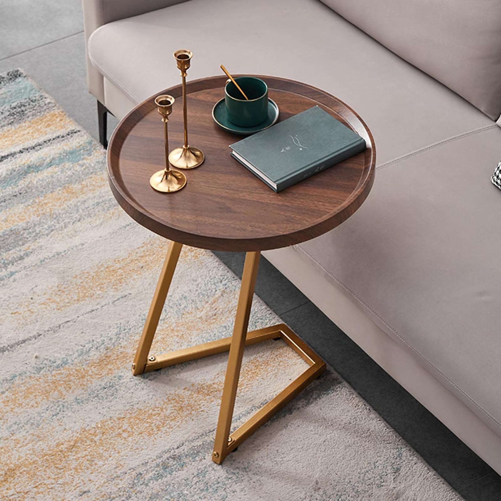 Mesas de Noche, Mesa Auxiliar en Forma de C, Mesa Auxiliar para refrigerios, Mesa Auxiliar para sofá, Mesa Auxiliar pequeña para Espacios reducidos, para sofá, Cama, Silla, Sala de Estar, do