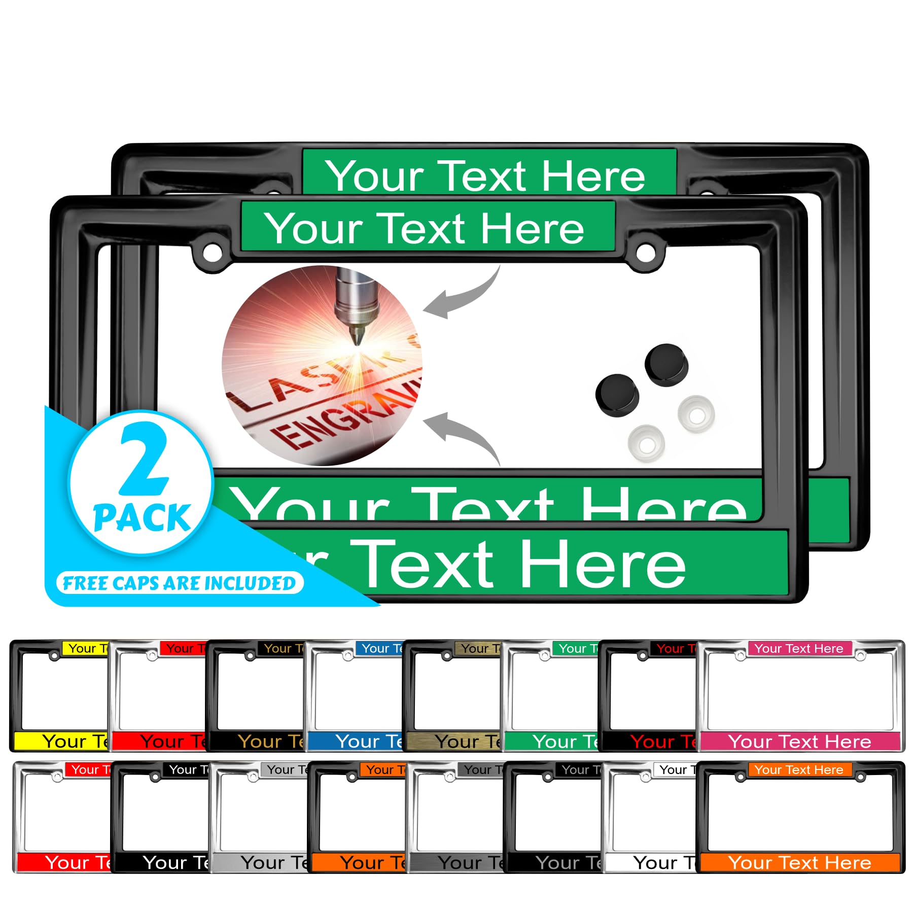 Custom Personalized Heavy Duty Metal Laser Engraved Car License Plate Frame wit - Picture 24 of 113