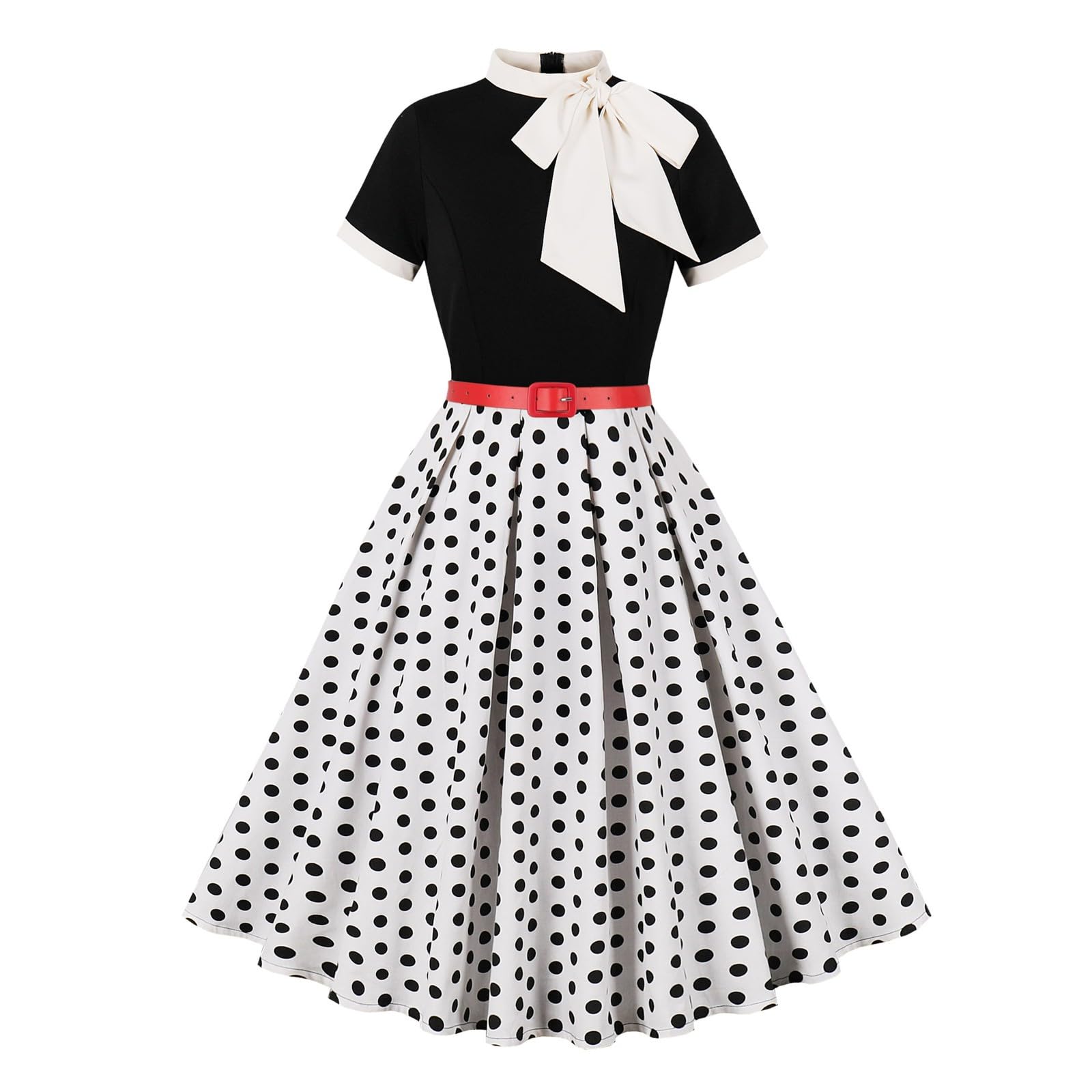 Sommer-Outfits für Kinder, 50er-Jahre-Kleid für Mädchen, 1950er-Jahre-Stil, gepunktet, Patchwork, 50er-Jahre-Stil, kurz, Party, Swing, Smart Casual