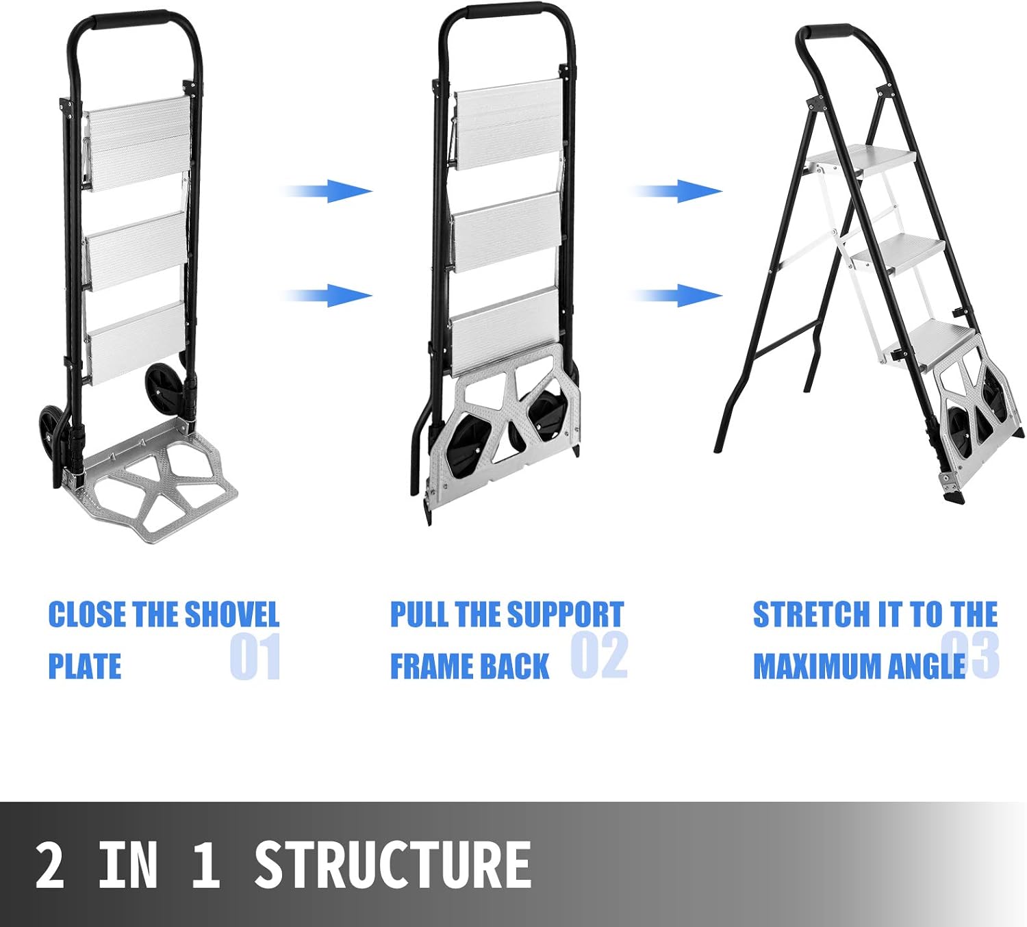 Super Deal Product OrangeA Step Ladder Folding Cart Dolly 175LBS Hand Truck with Two Wheels (2 in 1 Ladder) Crazy Deals OrangeA Step Ladder Folding Cart Dolly 175LBS Hand Truck with Two Wheels (2 in 1 Ladder)