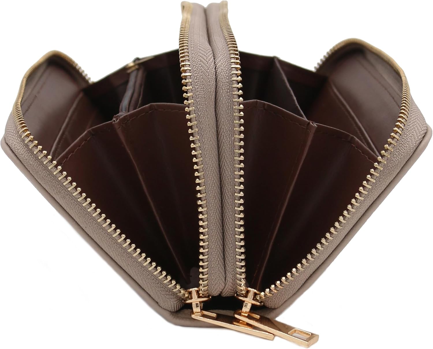 FashionPuzzle Double Zip Around PU Leather Wristlet Cell Phone Wallet | Double Zip, Around - Image 6