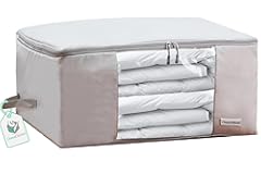 Comforter Storage Bag - Folding Organizer bag for King&sol;Queen Comforters&comma; Pillows&comma; Blankets&comma; Bedding&sol;Quilt&comma; Blanket&comma; Duvet&comma; Mothproof Space Saver&semi; Large Collapsible Organizers&comma; 24"x14"x11"