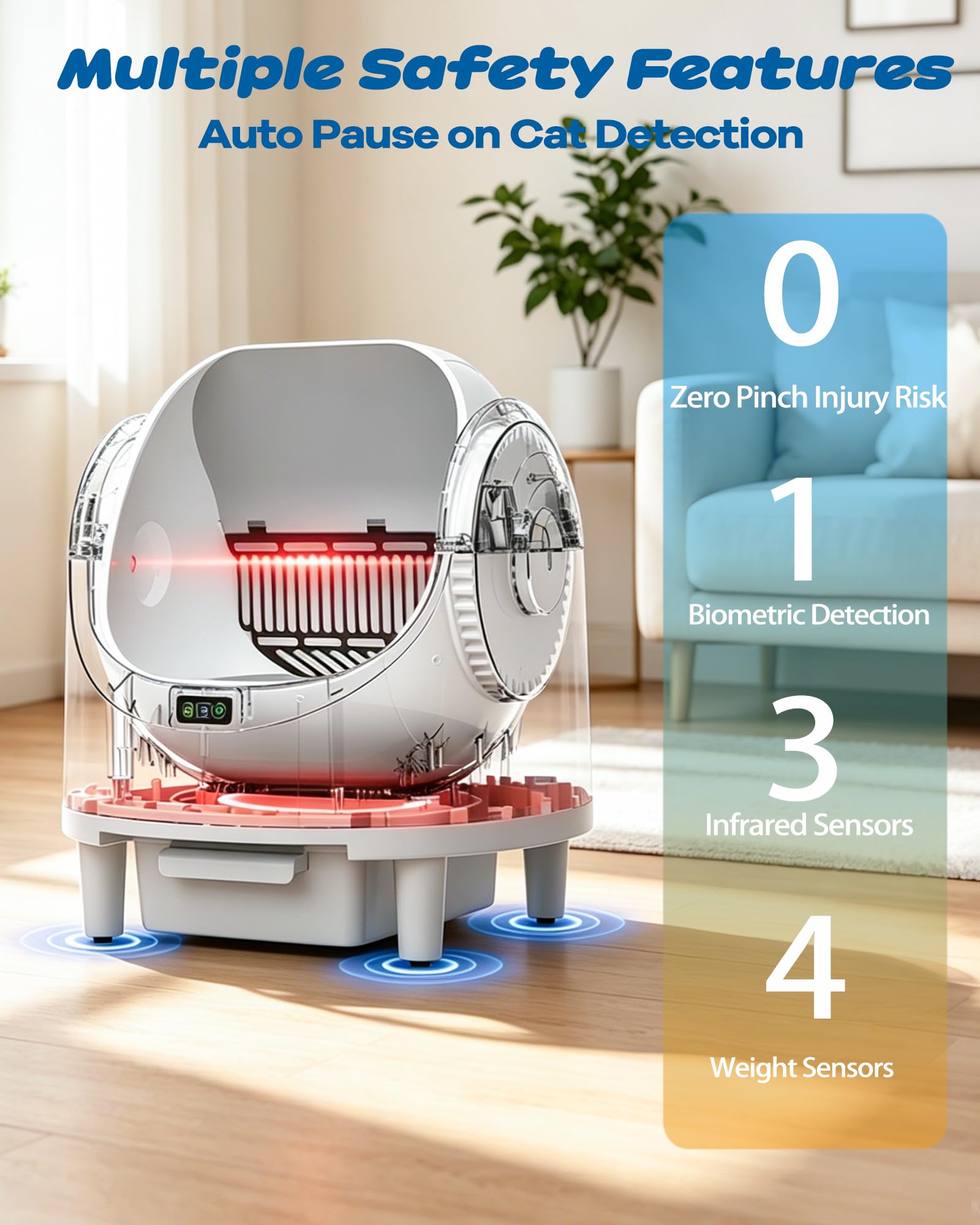 Lettiera Gatto Autopulente, Lettiera Autopulente per Gatti, 68L + 8L, XXL | Lettiera Autopulente, Sicuro, Antiodore, Controllo APP, Ampio Spazio, Facile Manutenzione, Tappetino Gatto,adatto a Più Gatti