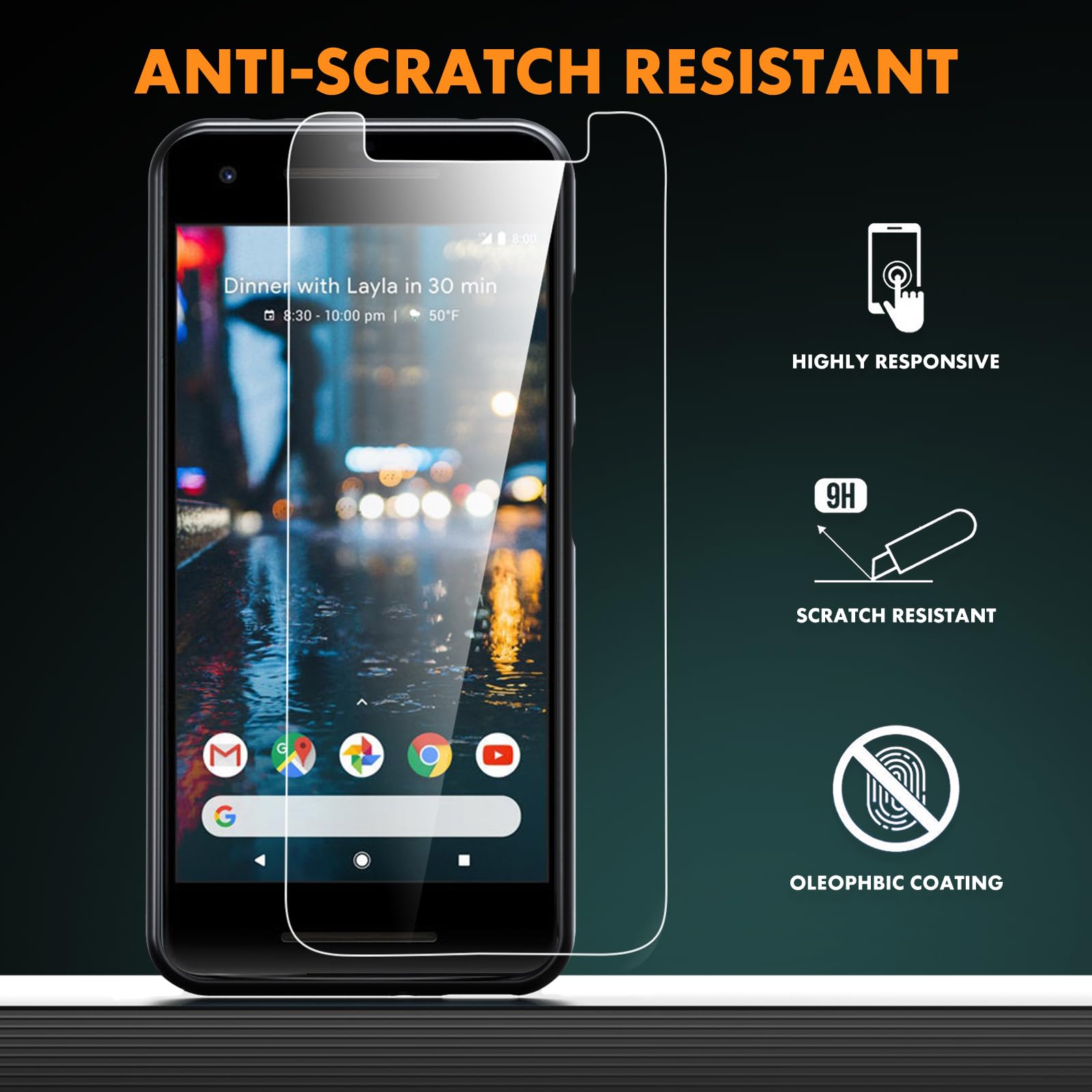 Dioxide Compatible for Google Pixel 2 XL Phone Case with Screen Protector, Soft TPU Silicone Case Shockproof Non-Slip Camera Protective Case Slim Cover for Google Pixel 2 XL Phone Case, Black