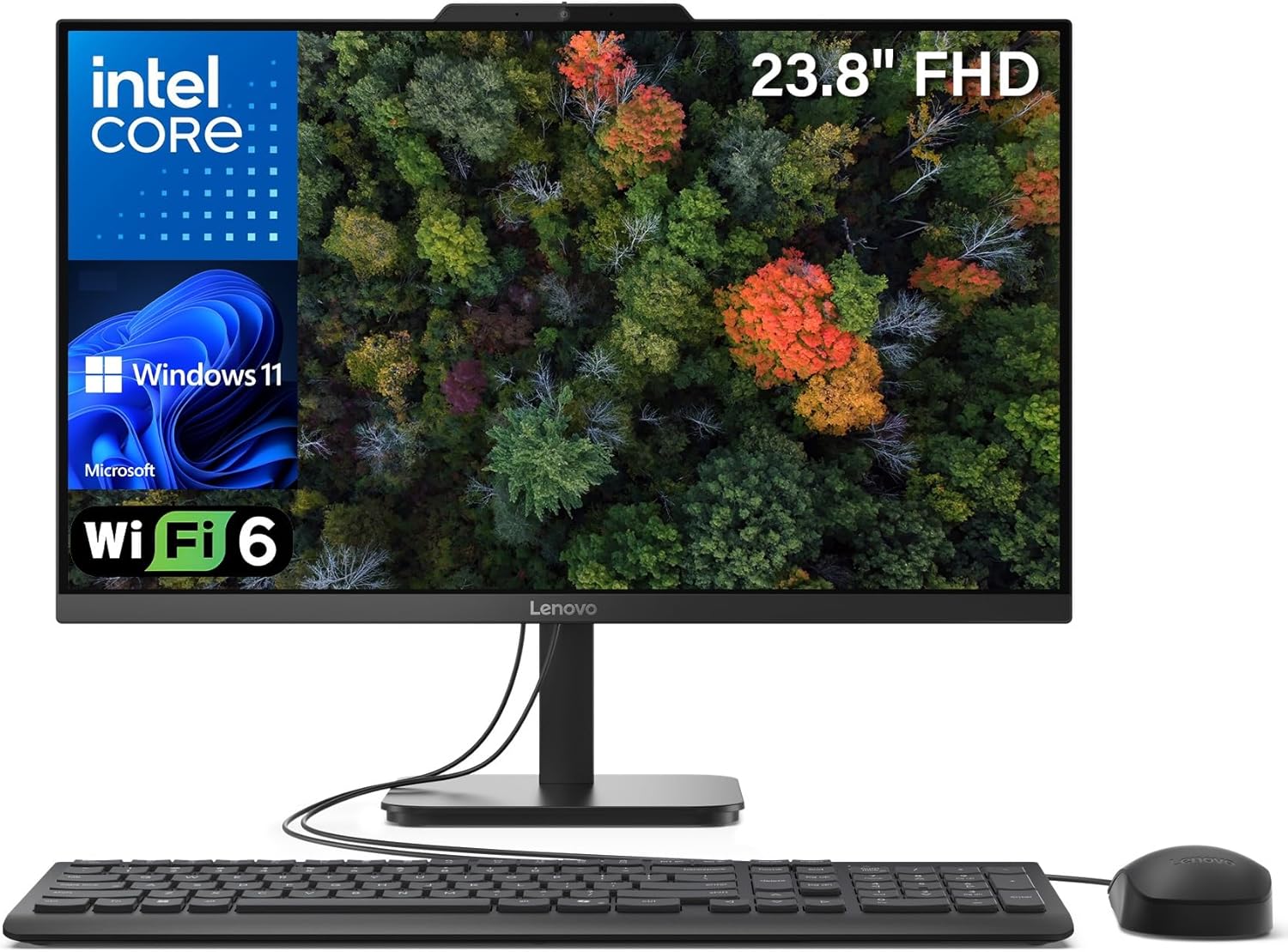 Lenovo IdeaCentre 24 AIO 23.8" FHD IPS Desktop Computer, Intel Processor, 16GB DDR4, 512GB PCIe SSD, WiFi 6, Bluetooth 5.2, Webcam, Office 365, Keyboard & Mouse, Windows 11 Home, Dark Gray