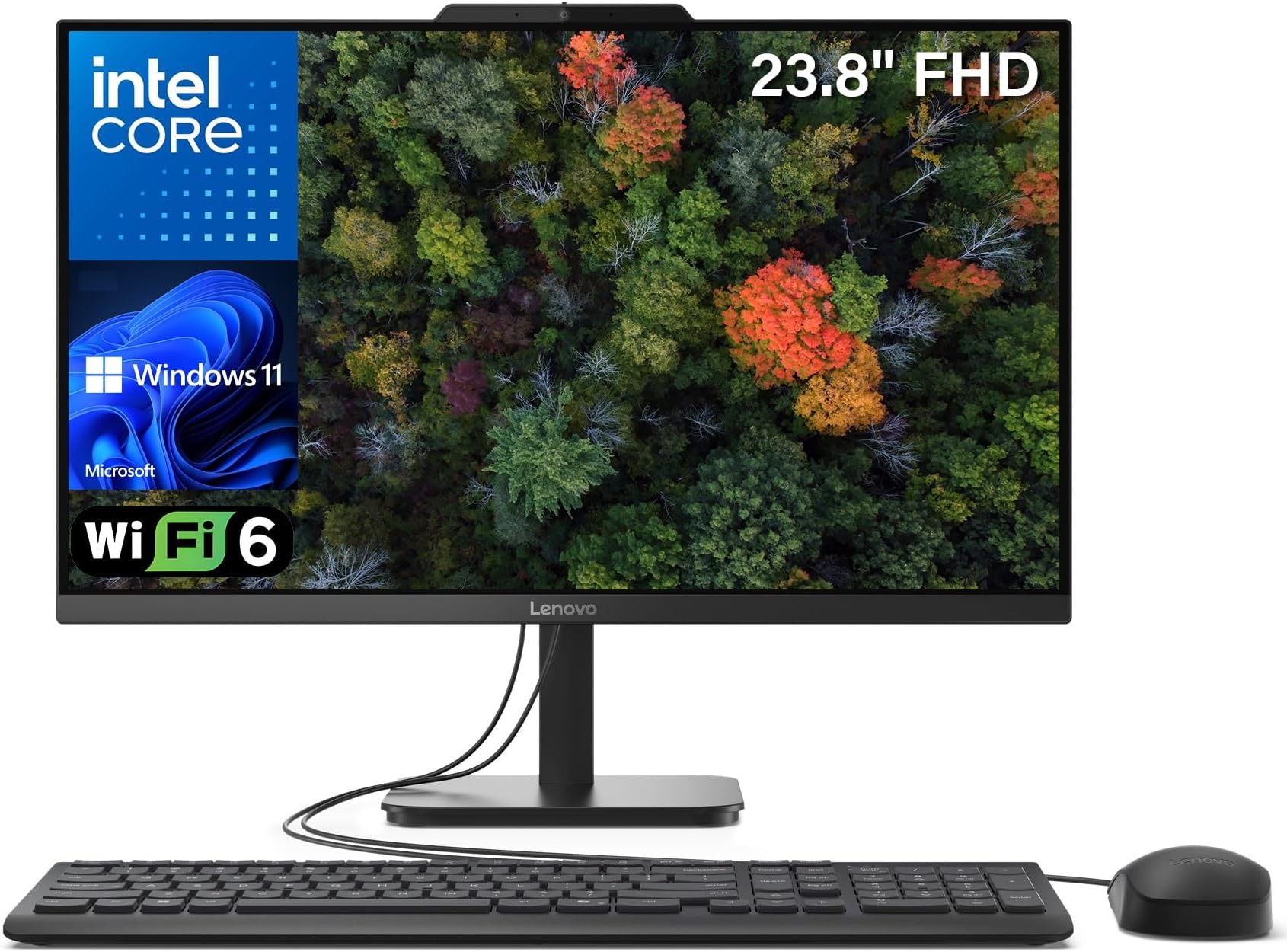 Lenovo 24 All-in-One Desktop Computer for Home Office, Intel 8-Core Processor (Beat i5-1140G7), 23.8" FHD AIO, WiFi 6, BT 5.2, RJ-45, HDMI, Keyboard & Mouse, Windows 11 Pro - 32GB RAM, 1TB PCIe SSD