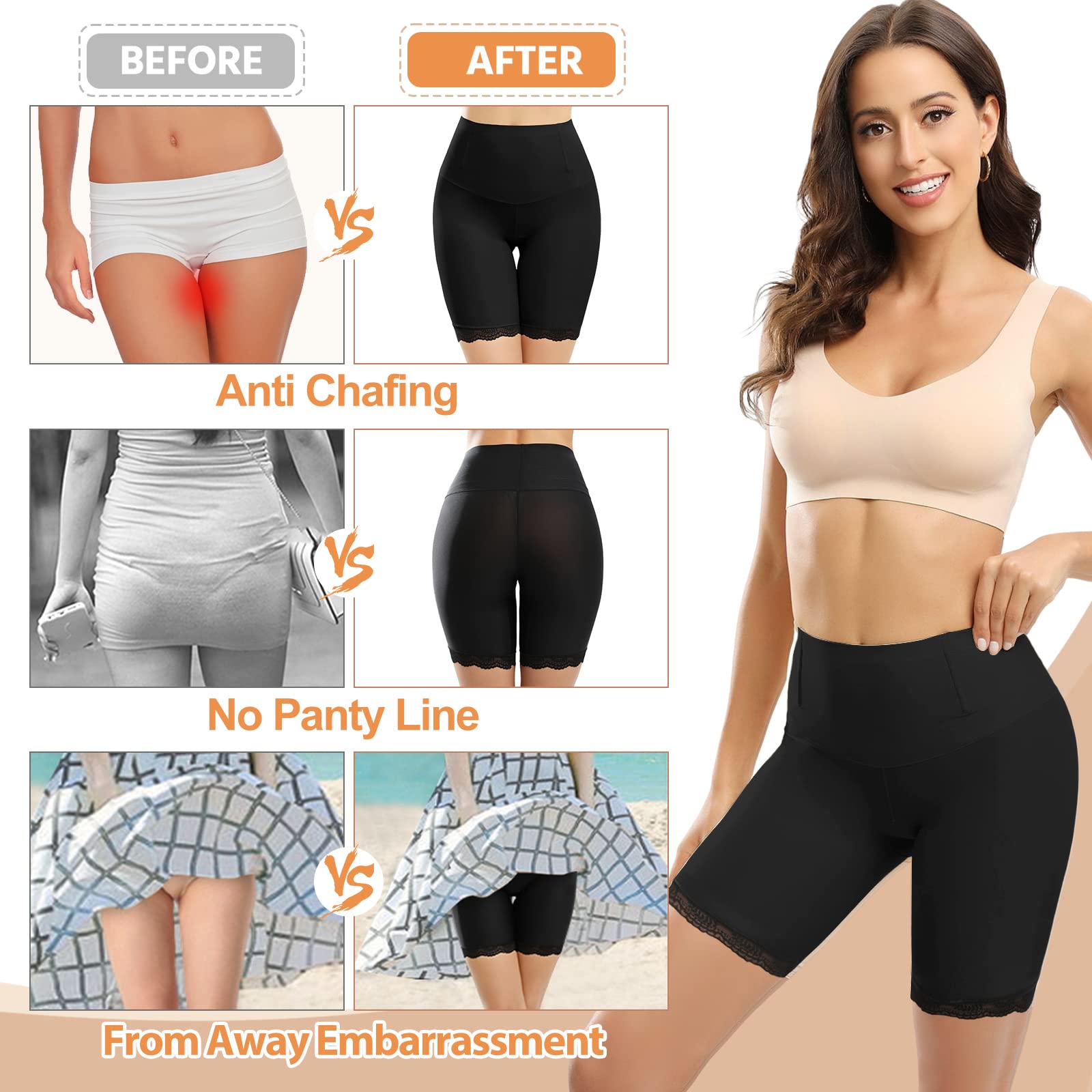 Niwicee Unterhosen Damen Miederpants Radlerhose Kurze Hose Unter Rock Mit Spitze Sicherheitshose Nahtlose Boxershorts Shorts Höschen Leggings Panties Lange Unterwäsche Miederhose Sommer