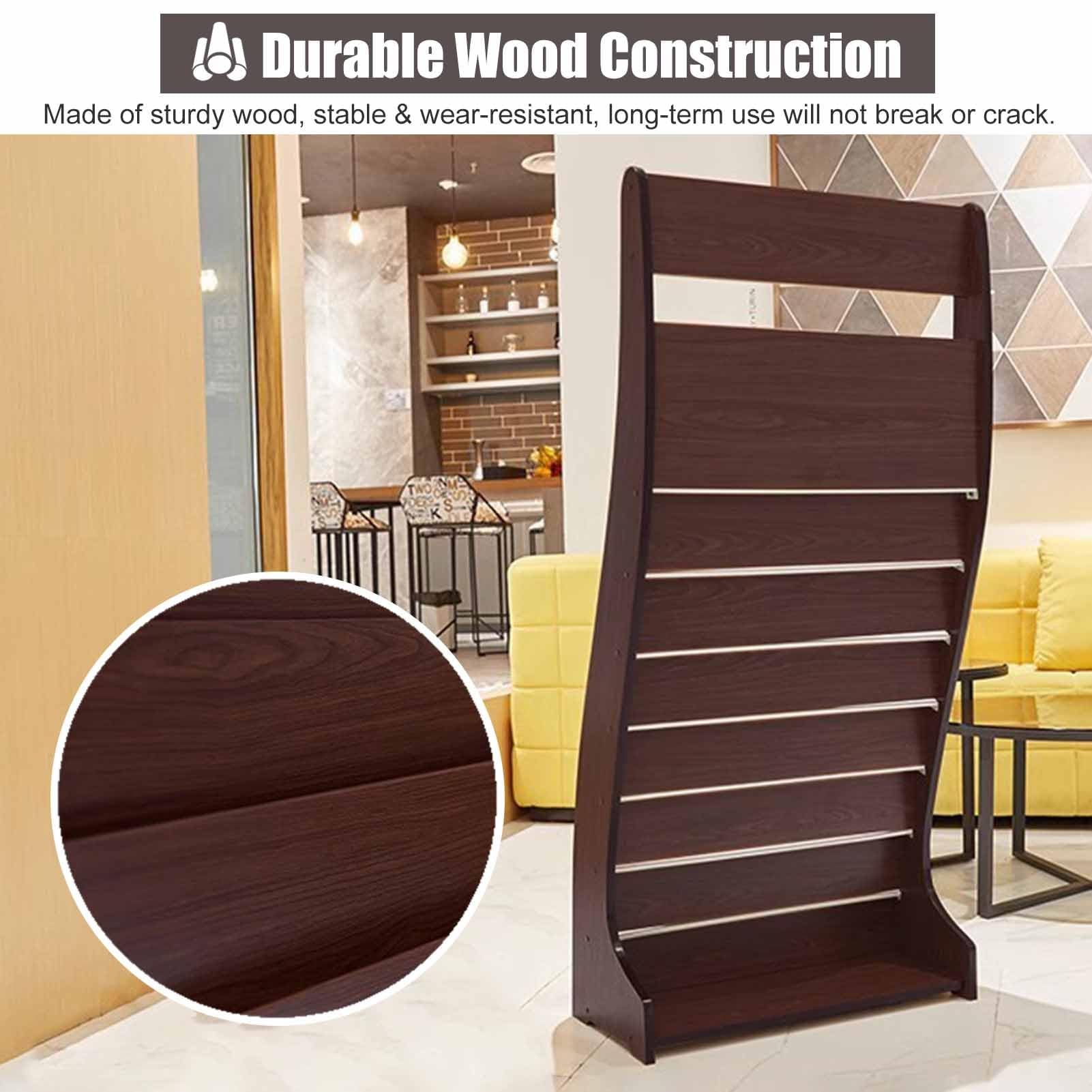Support de Rangement pour Magazines à 8 Niveaux, présentoir de littérature en Bois Robuste, Porte-brochures pour Salle d'attente/Zones de réception/école (Rouge)