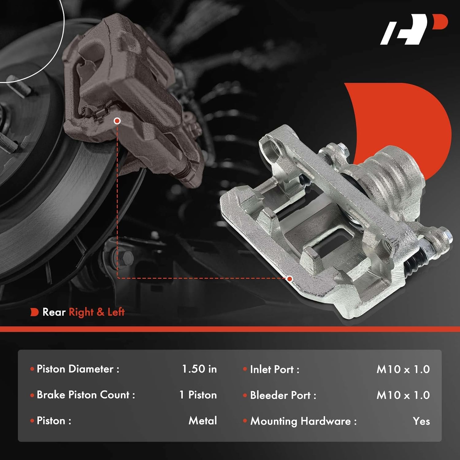 A-Premium Disc Brake Caliper Assembly with Bracket Compatible with Nissan and Suzuki Models - Frontier 2005-2025, Xterra 2005-2015, Equator 2009-2012 - Rear Driver and Passenger Side, 2-PC Set