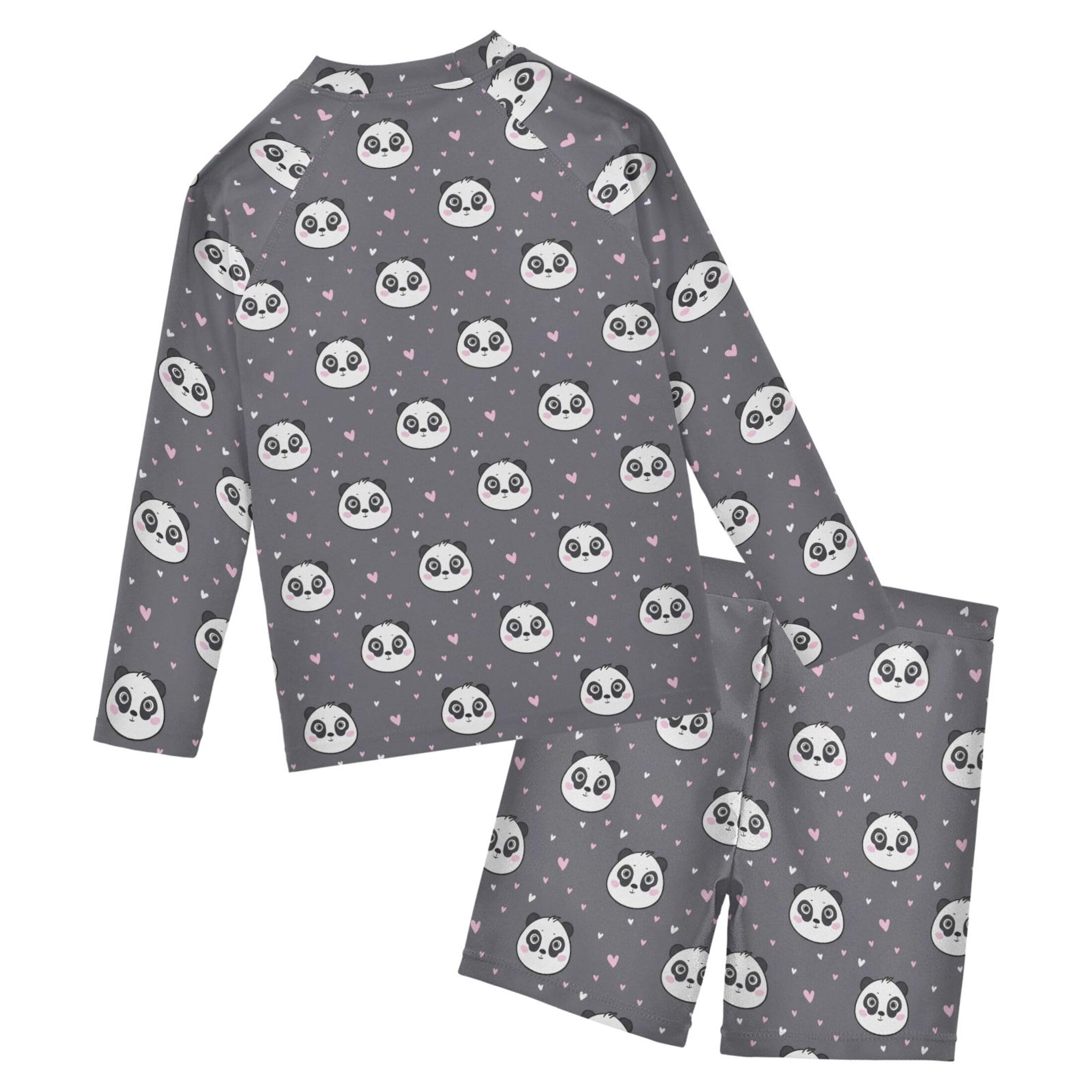 Cute Panda Toddlers and Baby Boys' Swimsuit Trunk and Rashguard Set B0404187