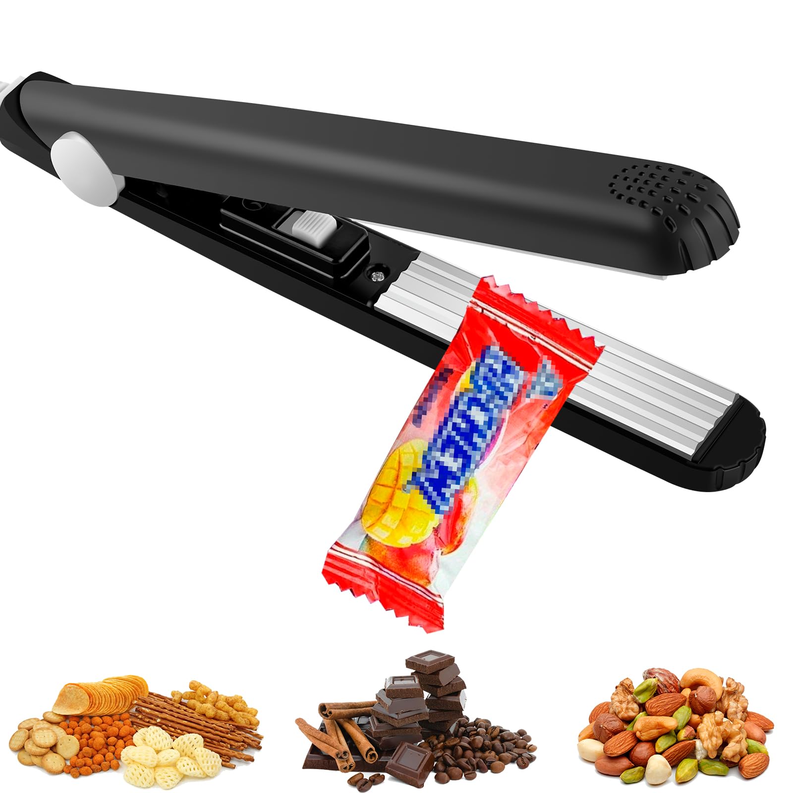 Sellador de Bolsas Plásticas, Lostrain Máquina Selladora Portátil para Alimentos, Mini Selladora Termica de Celofán para Bolsa de Dulces, Bolsas de Plástico, Bolsas de Galletas, Bolsas de Vacío