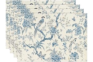 Artoid Mode Bird Floral Leaves Chinoiserie Placemats: Enhance Your Table Decor