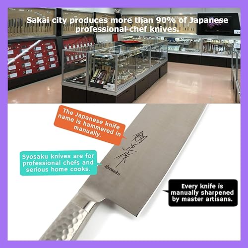 Miniatura 3 de Cuchillo de chef japonés multiusos INOX AUS-8A mango integrado de acero inoxidable, Santoku de 7 pulgadas (7.087 in)