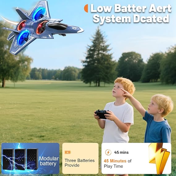 Foam Remote Control Airplanes, RC Planes with Light, RC Airplane Fighter Jet for Kids Adults 8-16, 360 Flip, Stunt Roll, Drones for Kids 8-12, Airplane Toy Gifts for Kids Boys - 3 Batteries