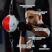 Vista 5 de Bolsa Boxerpoint para Boxeo - Bolsas de Boxeo Premium - Cuero PU Duradero y Cordones Ajustables Bolsa de Boxeo de Doble Extremo, Bolsas de Velocidad