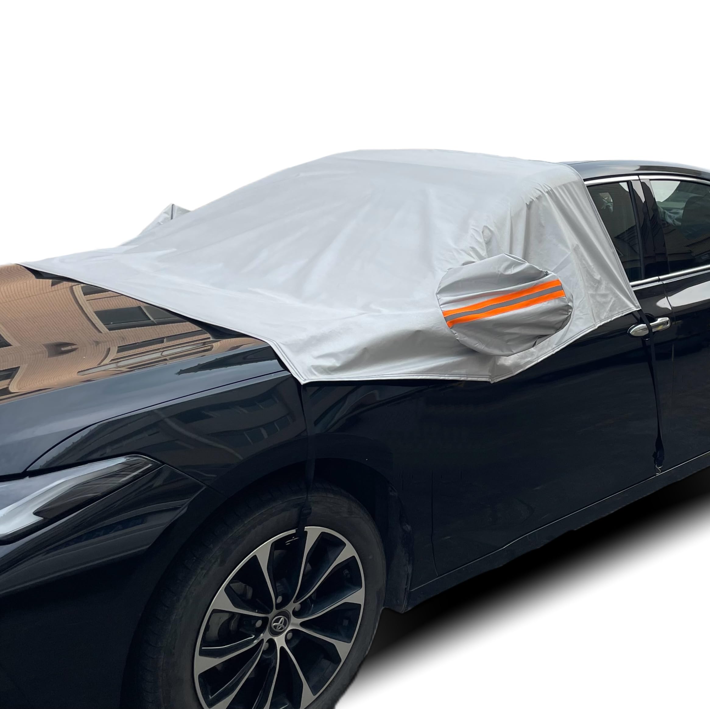 Funda para coche AMBARI para hielo y nieve, funda para parabrisas con protectores de espejos laterales, accesorios de invierno para coches, SUV, furgonetas, protección contra el viento y los rayos UV.