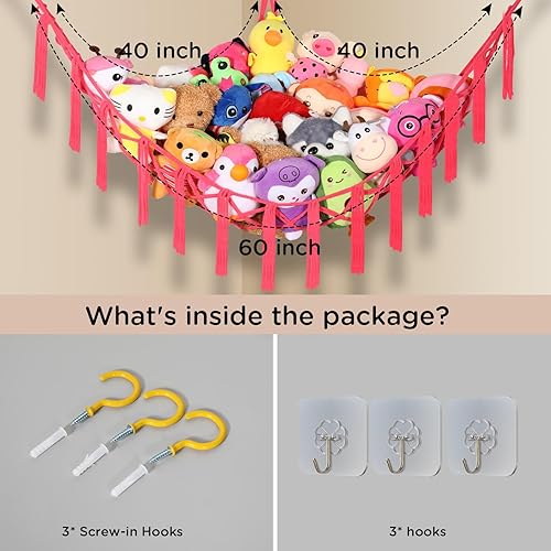 Miniatura 7 de Hamaca de red de animales de peluche para juguetes de peluche, almacenamiento grande de animales de peluche, almacenamiento de mascotas colgante en