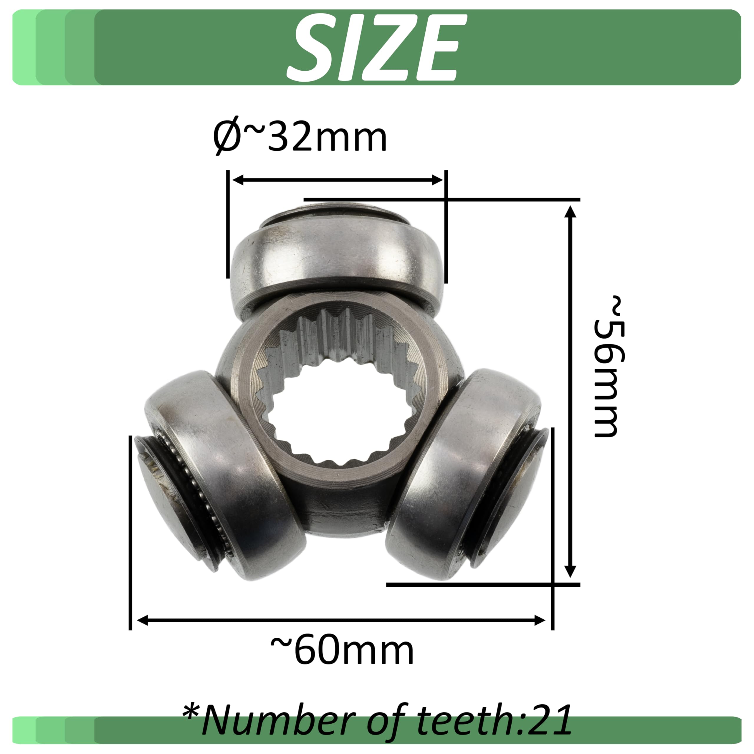 AERZETIX - C76896 - Treppiede di cardanico - numero di denti 21 - compatibile con numeri OE 46307825, 46307552
