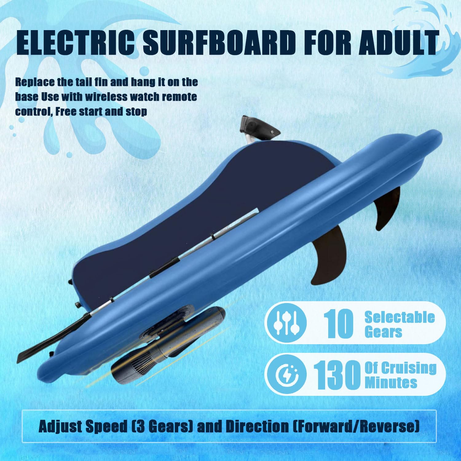 Aufblasbarer Elektrischer Jetski Mit 500W, Unterwasser-Scooter-Jetski, Schlauchboot Mit Motor, 10000-Mah-Akku, 10 Geschwindigkeiten, 130 Minuten Laufzeit,Boat+Thruster