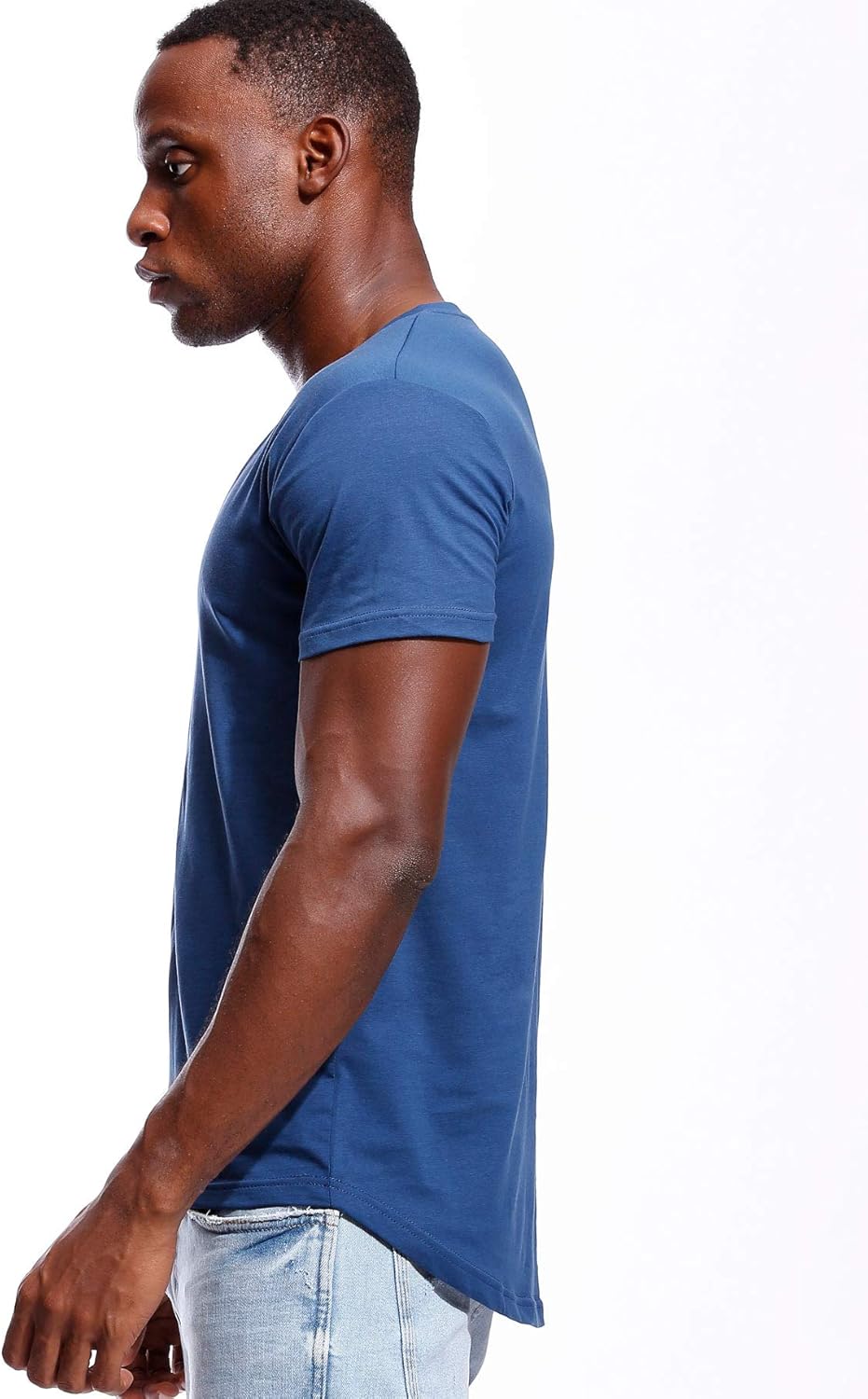Deep V Neck T Shirt for Men Low Cut Vneck Tee Invisible Tshirt Vee Top Scoop Hem - Image 4