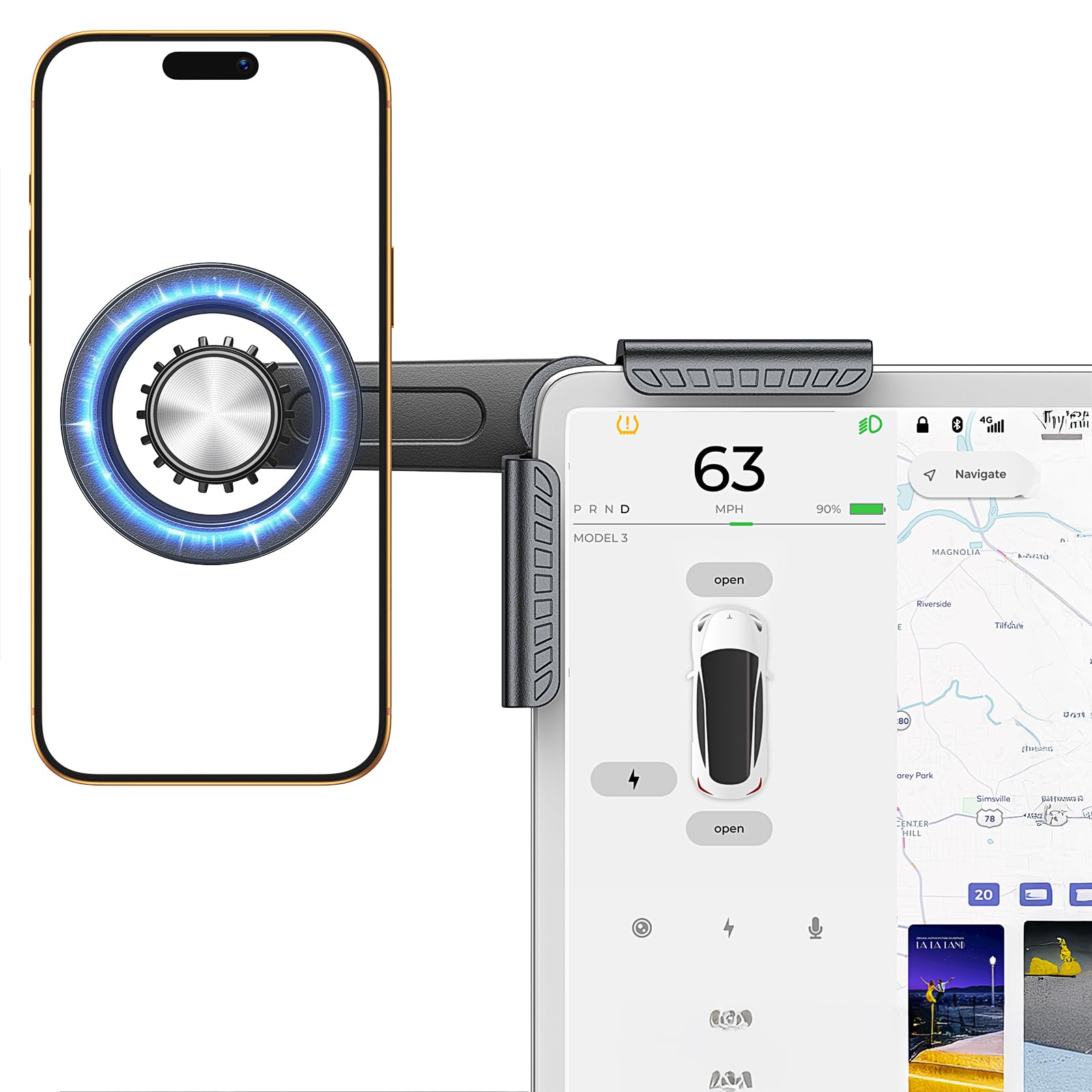 Tesla Phone Mount for Tesla Model Y Accessories 2025 【Strong Magnets】 Tesla Model 3 Phone Mount Accessories Tesla Phone Holder, No Glue Required, for MagSafe Car Mount for iPhone 16 Pro Max 15 14 13-image-23