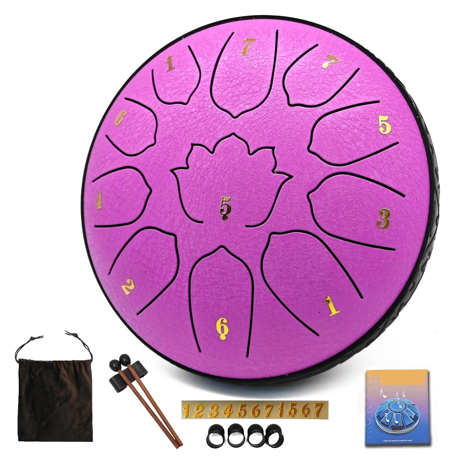 Steel Tongue Drum, 6 pouces 11 notes, tambour de musique d'instrument de percussion éthéré de Glucophone(Skyblue)