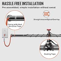 Vista 6 de VEVOR Cable de calefacción de tubería autorregulable, cinta térmica de 120 pies de 5 W/ft para protección contra congelación de tuberías, protege