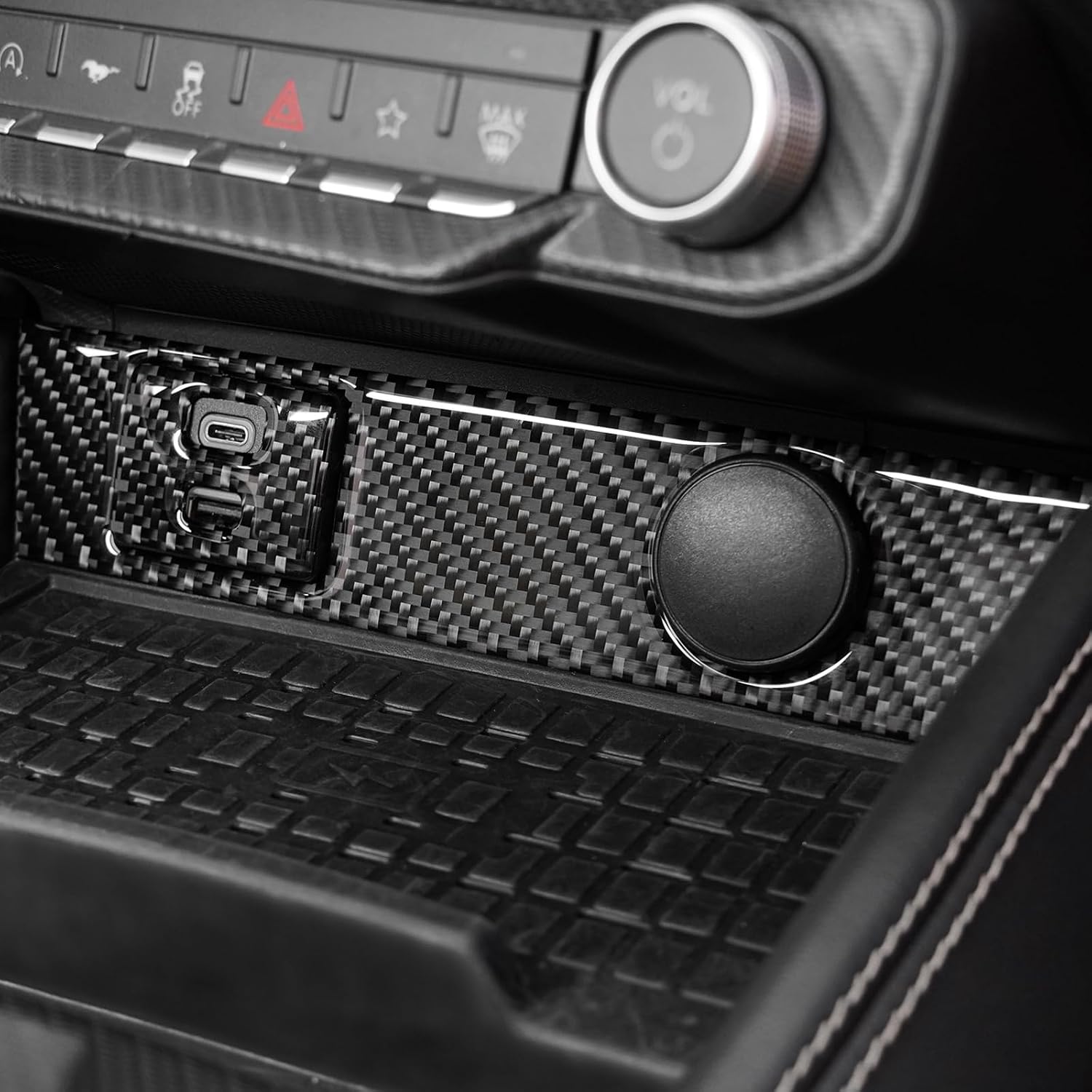 BETTERHUMZ for Ford Mustang 2024 2025 Center Console Trim Sticker, | Compatible with Ford Mustang, Carbon Fiber Black, Center Console Frame, Car Interior Tuning Accessories