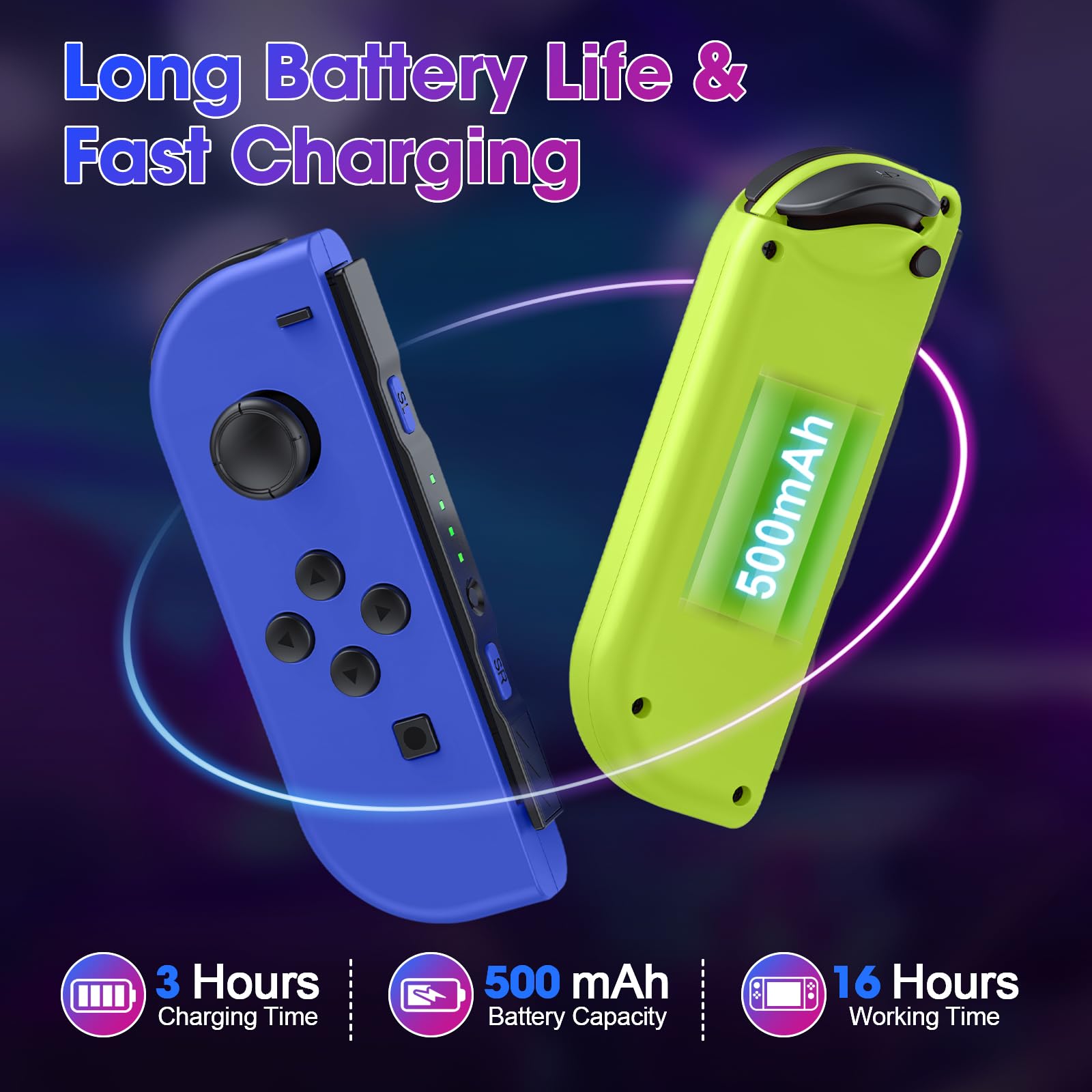 LNLBADNZ Replacement for Nintendo Switch Controller, Left and Right Switch Wireless Controllers Compatible with Switch/Lite/OLED, Support Motion Control/Wake-up/Dual Vibration (B-Y) — view 2