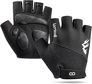 Lamicall Guanti Ciclismo Uomo Donna, Guanti Palestra - [Ammortizzante & Traspirante] Guanti Ciclismo Estivi a Mezze Dita, Palmo Bicicletta Antiscivolo, Asciugatura Rapida per MTB, Bici, Moto, Palestra